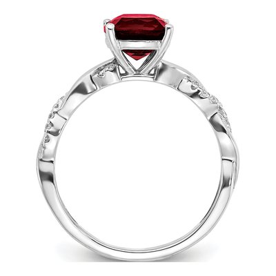 Sterling Silver 1/20 ct tw Lab-Created Ruby & Diamond Ring – view 3
