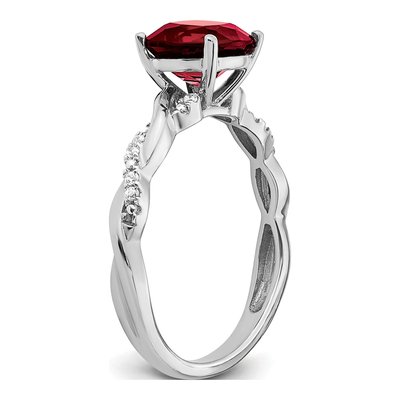 Sterling Silver 1/20 ct tw Lab-Created Ruby & Diamond Ring – view 4