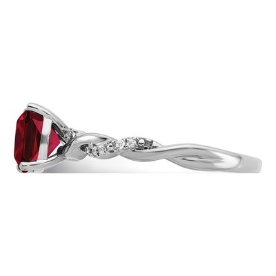 Sterling Silver 1/20 ct tw Lab-Created Ruby & Diamond Ring – view 5