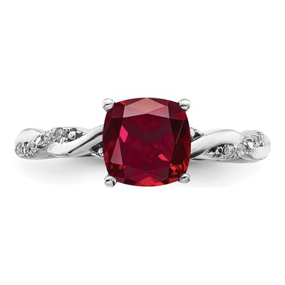 Sterling Silver 1/20 ct tw Lab-Created Ruby & Diamond Ring – view 6