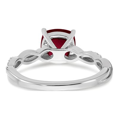Sterling Silver 1/20 ct tw Lab-Created Ruby & Diamond Ring – view 7
