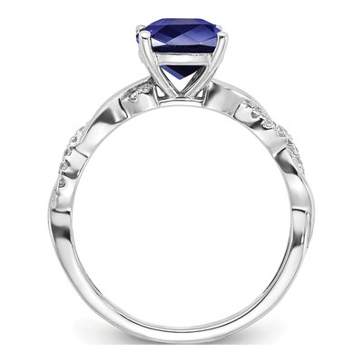 Sterling Silver 1/20 ct tw Lab-Created Sapphire & Diamond Ring – view 3