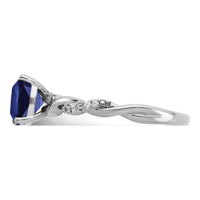 Sterling Silver 1/20 ct tw Lab-Created Sapphire & Diamond Ring – view 5