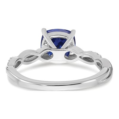 Sterling Silver 1/20 ct tw Lab-Created Sapphire & Diamond Ring – view 7