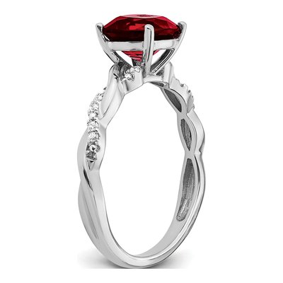 Sterling Silver 1/20 ct tw Garnet & Diamond Cushion Ring – view 3
