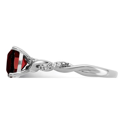 Sterling Silver 1/20 ct tw Garnet & Diamond Cushion Ring – view 4