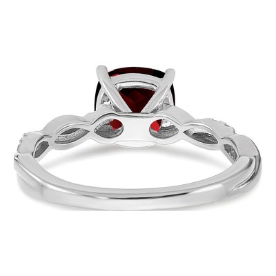 Sterling Silver 1/20 ct tw Garnet & Diamond Cushion Ring – view 6