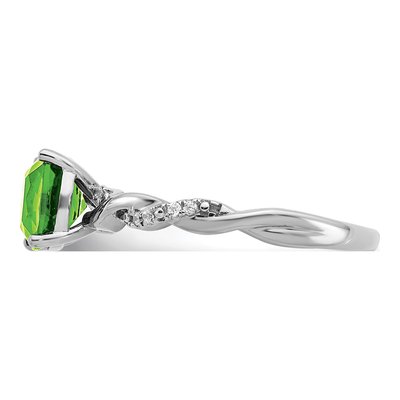 Sterling Silver 1/20 ct tw Peridot & Diamond Cushion Ring – view 4