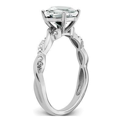 Sterling Silver 1/20 ct tw White Topaz & Diamond Ring – view 4