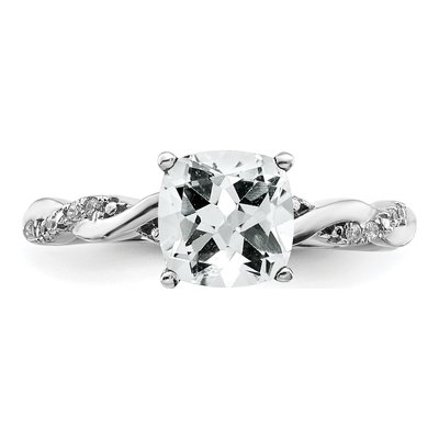 Sterling Silver 1/20 ct tw White Topaz & Diamond Ring – view 6
