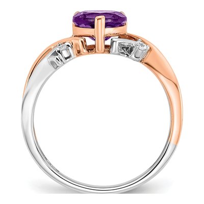14K Two-Tone Gold 1/15 ct tw Amethyst & Diamond Heart Ring – view 2