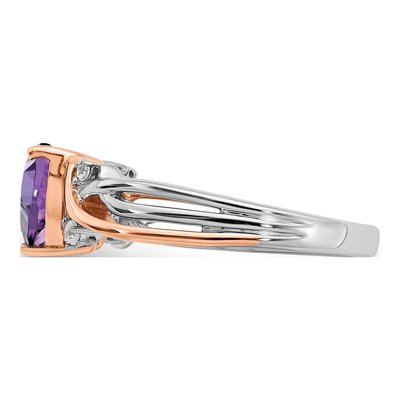 14K Two-Tone Gold 1/15 ct tw Amethyst & Diamond Heart Ring – view 3