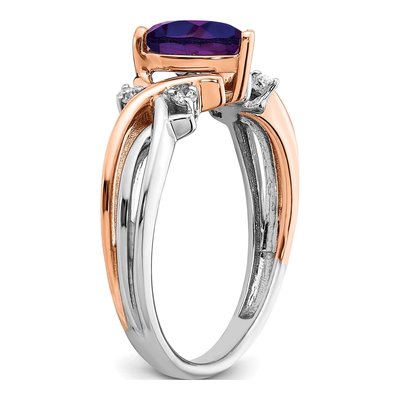 14K Two-Tone Gold 1/15 ct tw Amethyst & Diamond Heart Ring – view 6