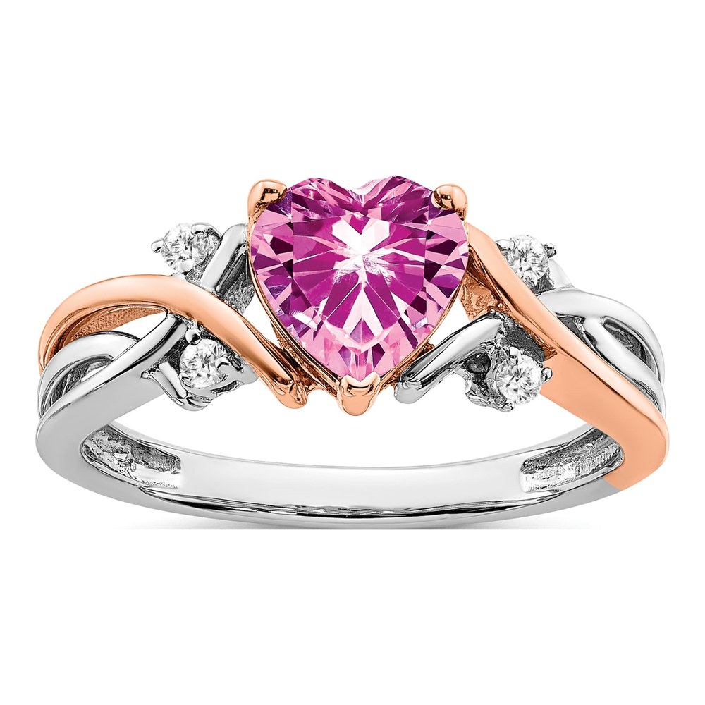 14K Two-Tone Gold 1/15 ct tw Diamond Heart Ring