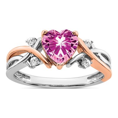 14K Two-Tone Gold 1/15 ct tw Diamond Heart Ring