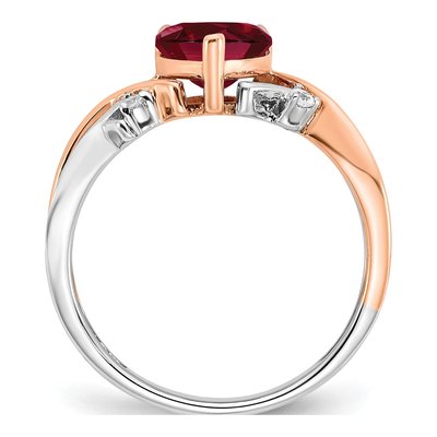 14K Two-Tone Gold 1/15 ct tw Lab-Created Ruby & Diamond Heart Ring – view 2