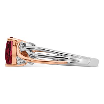 14K Two-Tone Gold 1/15 ct tw Lab-Created Ruby & Diamond Heart Ring – view 3