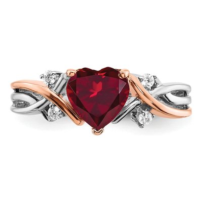 14K Two-Tone Gold 1/15 ct tw Lab-Created Ruby & Diamond Heart Ring – view 4