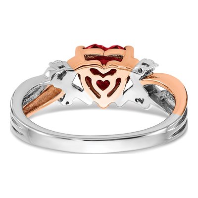 14K Two-Tone Gold 1/15 ct tw Lab-Created Ruby & Diamond Heart Ring – view 5