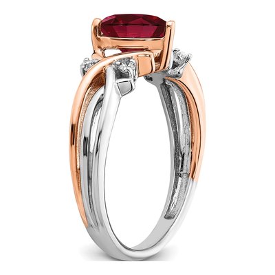 14K Two-Tone Gold 1/15 ct tw Lab-Created Ruby & Diamond Heart Ring – view 6