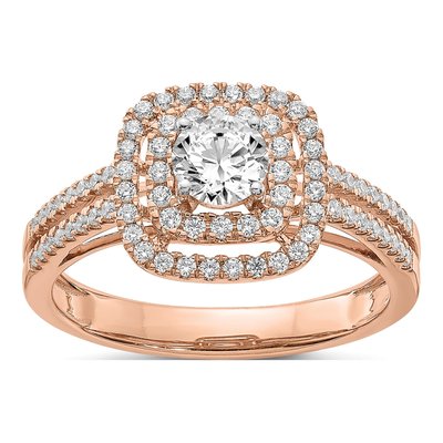 14K Rose Gold Diamond Engagement Ring Semi-Mount