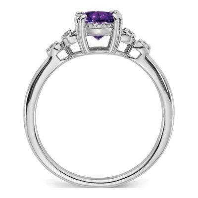 Sterling Silver 1/20 ct tw Amethyst & Diamond Ring – view 3