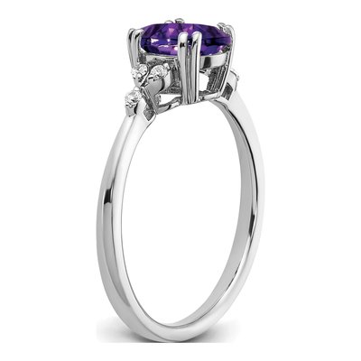 Sterling Silver 1/20 ct tw Amethyst & Diamond Ring – view 4