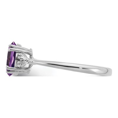 Sterling Silver 1/20 ct tw Amethyst & Diamond Ring – view 5