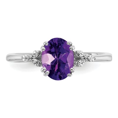 Sterling Silver 1/20 ct tw Amethyst & Diamond Ring – view 6