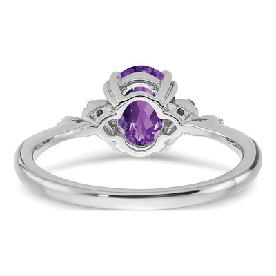 Sterling Silver 1/20 ct tw Amethyst & Diamond Ring – view 7