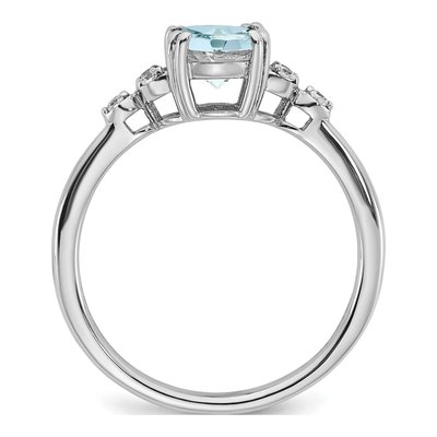 Sterling Silver 1/20 ct tw Aquamarine & Diamond Ring – view 2