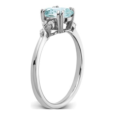 Sterling Silver 1/20 ct tw Aquamarine & Diamond Ring – view 3