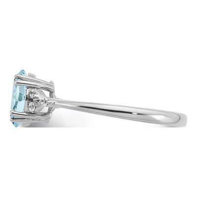 Sterling Silver 1/20 ct tw Aquamarine & Diamond Ring – view 4