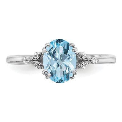 Sterling Silver 1/20 ct tw Aquamarine & Diamond Ring – view 5