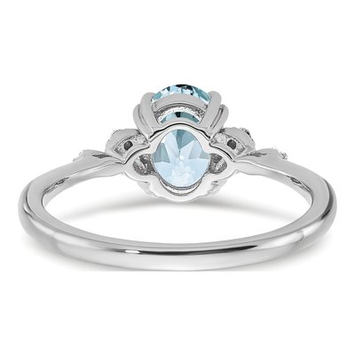 Sterling Silver 1/20 ct tw Aquamarine & Diamond Ring – view 6
