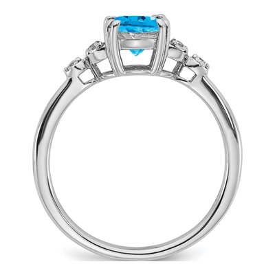 Sterling Silver 1/20 ct tw Swiss Blue Topaz & Diamond Oval Ring – view 3
