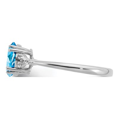 Sterling Silver 1/20 ct tw Swiss Blue Topaz & Diamond Oval Ring – view 5