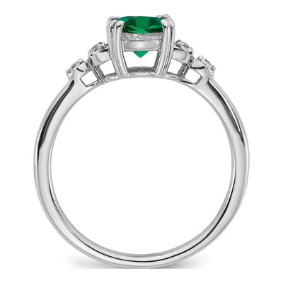 Sterling Silver 1/20 ct tw Lab-Created Emerald & Diamond Oval Ring – view 3