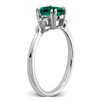 Sterling Silver 1/20 ct tw Lab-Created Emerald & Diamond Oval Ring – view 4