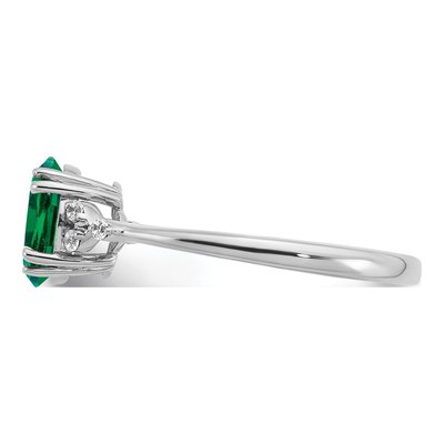 Sterling Silver 1/20 ct tw Lab-Created Emerald & Diamond Oval Ring – view 5