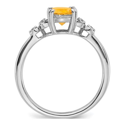 Sterling Silver 1/20 ct tw Citrine & Diamond Ring – view 3