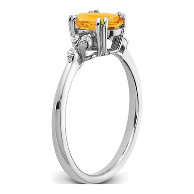 Sterling Silver 1/20 ct tw Citrine & Diamond Ring – view 4