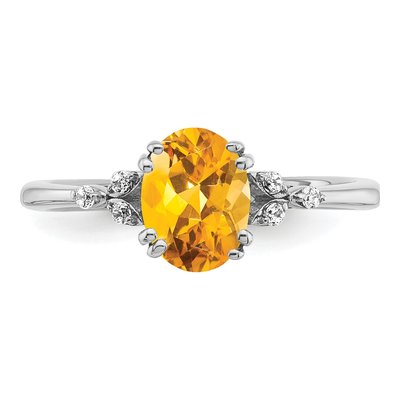 Sterling Silver 1/20 ct tw Citrine & Diamond Ring – view 6