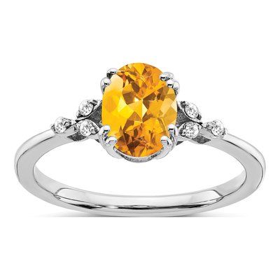 Sterling Silver 1/20 ct tw Citrine & Diamond Ring