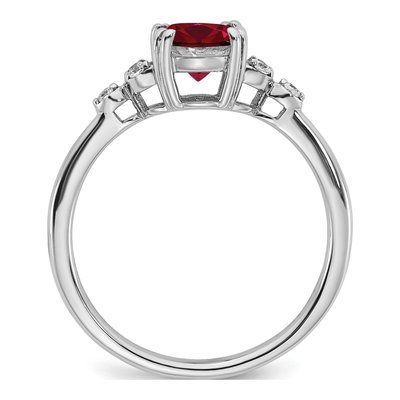 Sterling Silver 1/20 ct tw Lab-Created Ruby & Diamond Ring – view 3