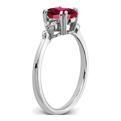 Sterling Silver 1/20 ct tw Lab-Created Ruby & Diamond Ring – view 4