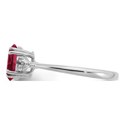 Sterling Silver 1/20 ct tw Lab-Created Ruby & Diamond Ring – view 5