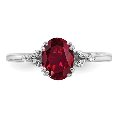 Sterling Silver 1/20 ct tw Lab-Created Ruby & Diamond Ring – view 6
