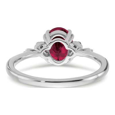 Sterling Silver 1/20 ct tw Lab-Created Ruby & Diamond Ring – view 7