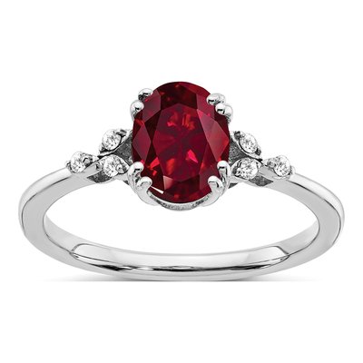 Sterling Silver 1/20 ct tw Lab-Created Ruby & Diamond Ring